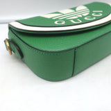 Gucci x Adidas Web Strap Mini Crossbody Flap Bag Green Leather NEW