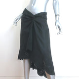 A.L.C. Heather Eyelet-Embroidered Linen Asymmetric Midi Skirt Black Size 10