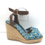 Tory Burch Frog Print Canvas Platform Espadrille Wedge Sandals Size 10