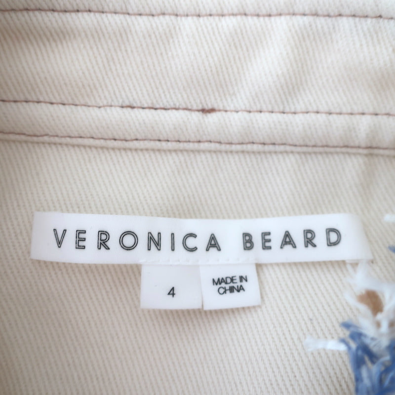 Veronica Beard Darren Cropped Tweed Jacket Ecru Cotton-Blend Size 4