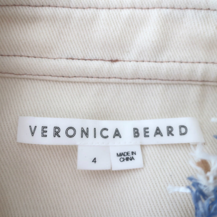 Veronica Beard Darren Cropped Tweed Jacket Ecru Cotton-Blend Size 4