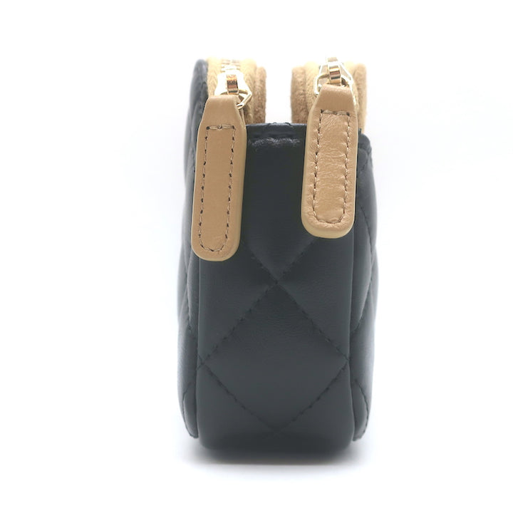 Chanel Zipped Phone Holder on Chain Black Quilted Lambskin Crossbody Bag