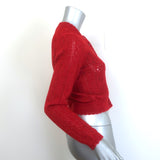 Doen Cosette Pointelle Knit Cardigan Cerise Red Alpaca-Blend Size Small NEW