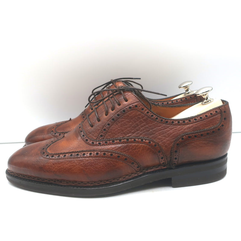 Bontoni Libertino Wingtip Lace-Up Oxfords Whiskey Brown Bison Leather Size 8.5