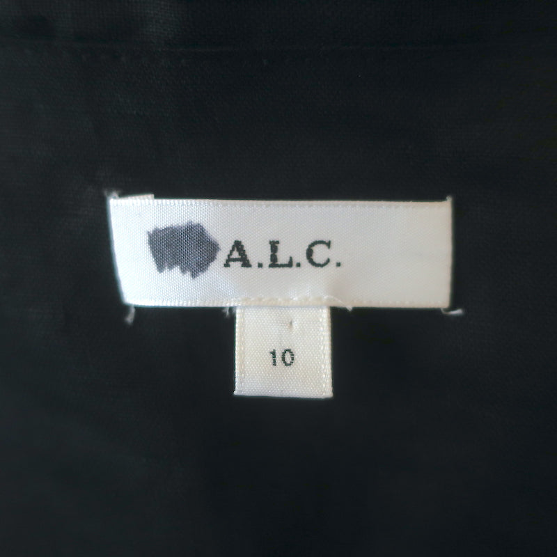 A.L.C. Heather Eyelet-Embroidered Linen Asymmetric Midi Skirt Black Size 10