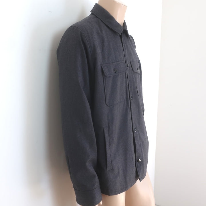 A.P.C. Padded Snap-Front Overshirt Charcoal Wool Size Large