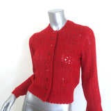 Doen Cosette Pointelle Knit Cardigan Cerise Red Alpaca-Blend Size Small NEW