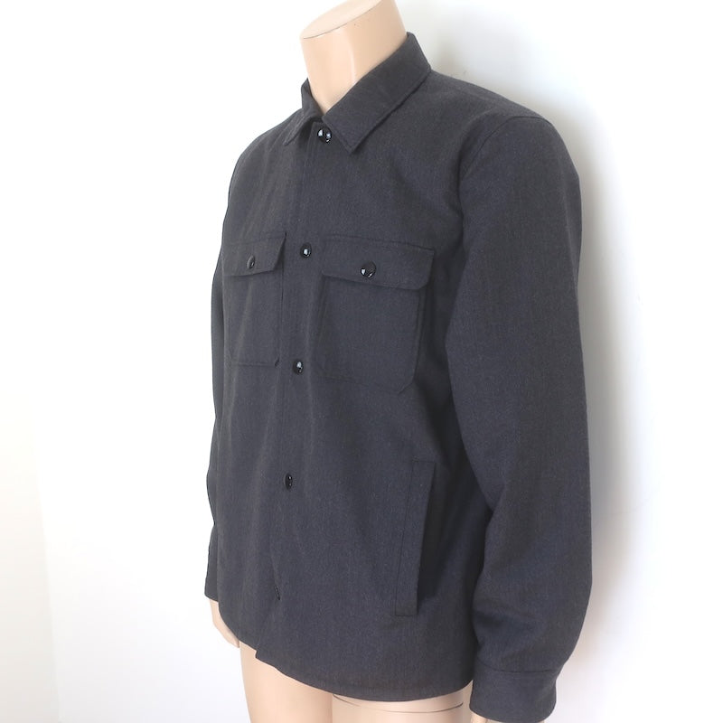 A.P.C. Padded Snap-Front Overshirt Charcoal Wool Size Large