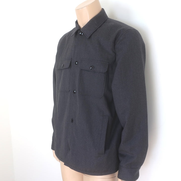 A.P.C. Padded Snap-Front Overshirt Charcoal Wool Size Large