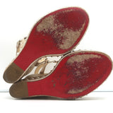 Christian Louboutin Pyradiams 110 Studded Cork Wedge Sandals Silver Size 37