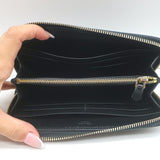 Prada Saffiano Leather Zip Around Wallet Black