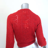 Doen Cosette Pointelle Knit Cardigan Cerise Red Alpaca-Blend Size Small NEW