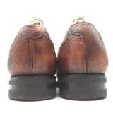 Bontoni Libertino Wingtip Lace-Up Oxfords Whiskey Brown Bison Leather Size 8.5