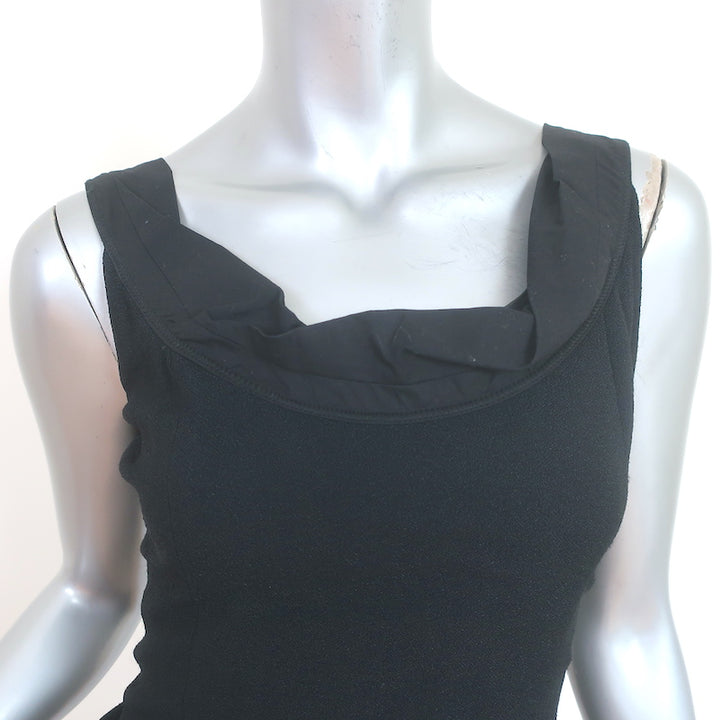 Proenza Schouler Sleeveless Ruffle Hem Dress Black Crepe Size 2