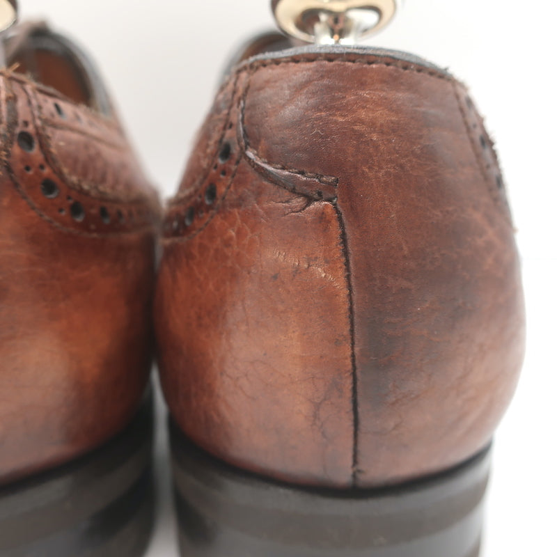 Bontoni Libertino Wingtip Lace-Up Oxfords Whiskey Brown Bison Leather Size 8.5
