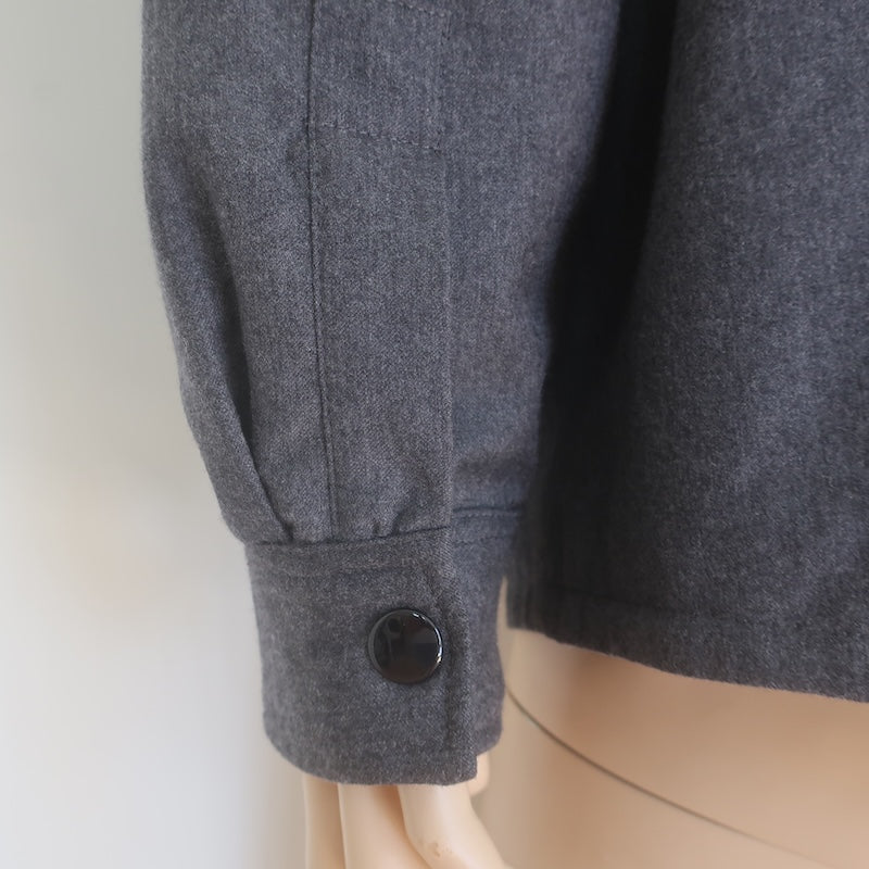 A.P.C. Padded Snap-Front Overshirt Charcoal Wool Size Large