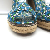 Tory Burch Frog Print Canvas Platform Espadrille Wedge Sandals Size 10
