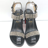 Christian Louboutin Bikool Spike Sandals Black Leather Size 37.5 Platform Heels