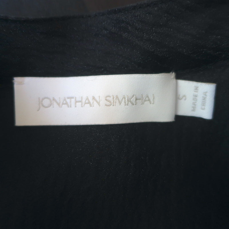Jonathan Simkhai Corina Ruffled Organza Top Navy Size Small