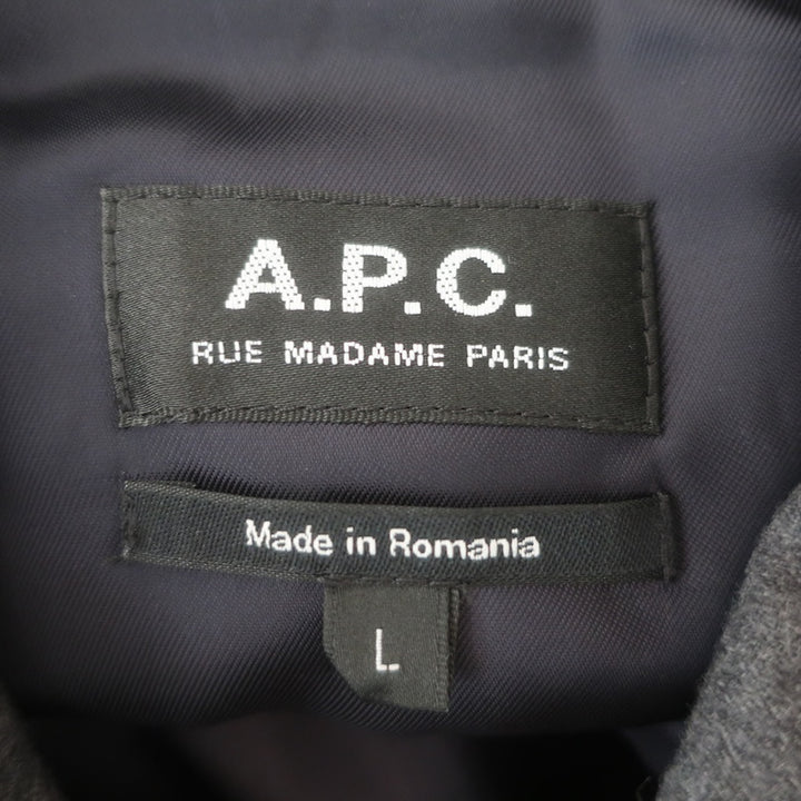 A.P.C. Padded Snap-Front Overshirt Charcoal Wool Size Large