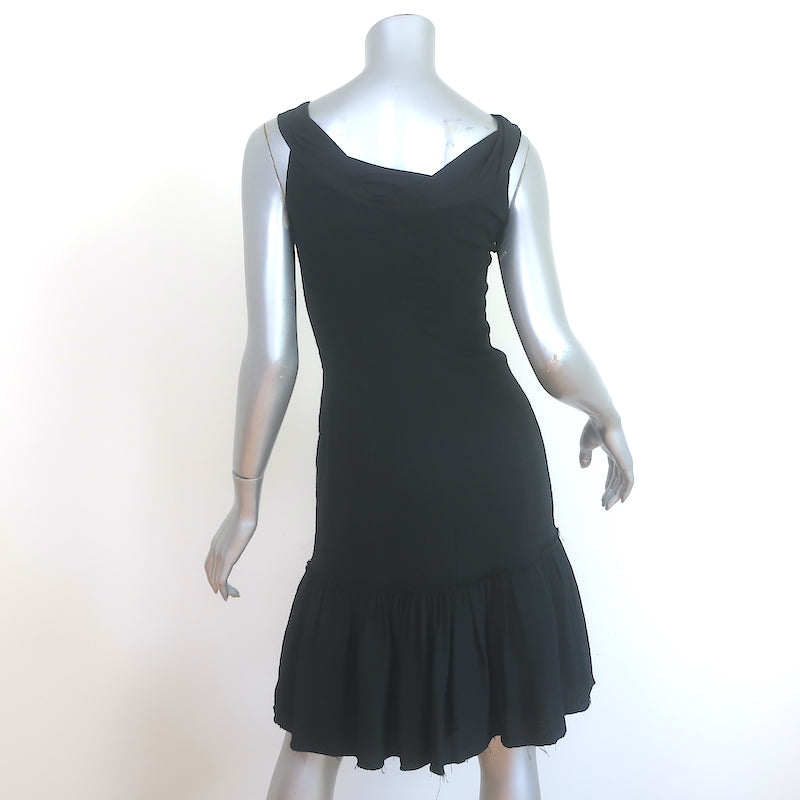 Proenza Schouler Sleeveless Ruffle Hem Dress Black Crepe Size 2