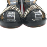 Christian Louboutin Bikool Spike Sandals Black Leather Size 37.5 Platform Heels