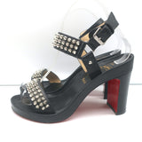 Christian Louboutin Bikool Spike Sandals Black Leather Size 37.5 Platform Heels