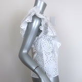 Veronica Beard Calisata Ruffled Eyelet-Embroidered Top White Cotton