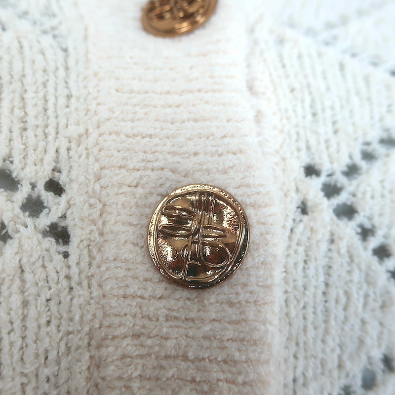 Zimmermann Matchmaker Pointelle Knit Polo Top Ivory Cotton-Blend Size 0P