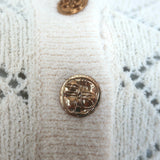 Zimmermann Matchmaker Pointelle Knit Polo Top Ivory Cotton-Blend Size 0P