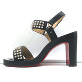 Christian Louboutin Bikool Spike Sandals Black Leather Size 37.5 Platform Heels