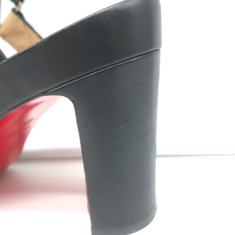 Christian Louboutin Bikool Spike Sandals Black Leather Size