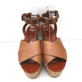 Lanvin Snake-Embossed Cork Platform Wedge Sandals Brown Leather Size 40