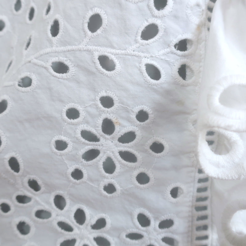 Veronica Beard Calisata Ruffled Eyelet-Embroidered Top White Cotton