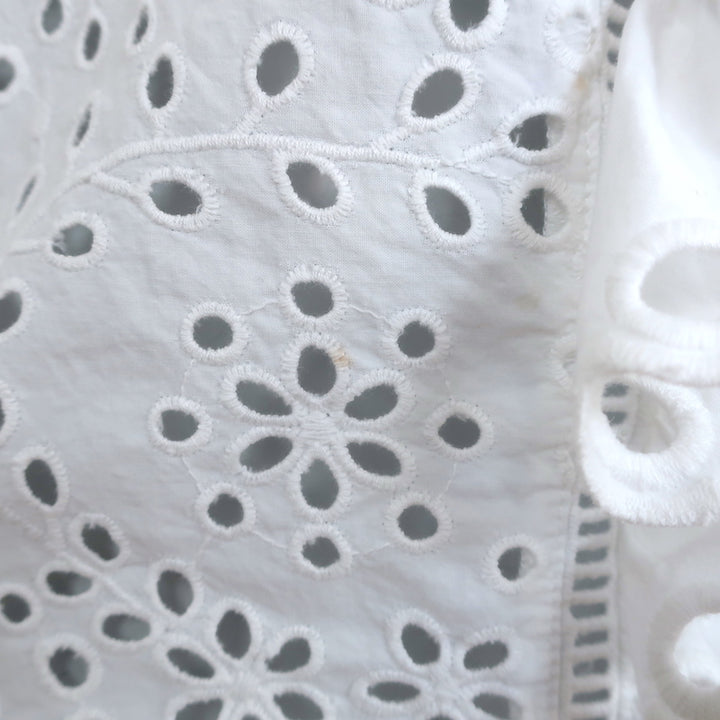 Veronica Beard Calisata Ruffled Eyelet-Embroidered Top White Cotton