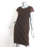 Peter Cohen Leather-Sleeve Cashmere Belted-Side Dress Brown Size Small NEW
