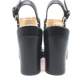 Christian Louboutin Bikool Spike Sandals Black Leather Size 37.5 Platform Heels