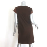 Peter Cohen Leather-Sleeve Cashmere Belted-Side Dress Brown Size Small NEW