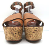 Lanvin Snake-Embossed Cork Platform Wedge Sandals Brown Leather Size 40