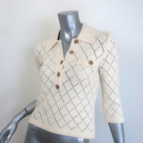 Zimmermann Matchmaker Pointelle Knit Polo Top Ivory Cotton-Blend Size 0P