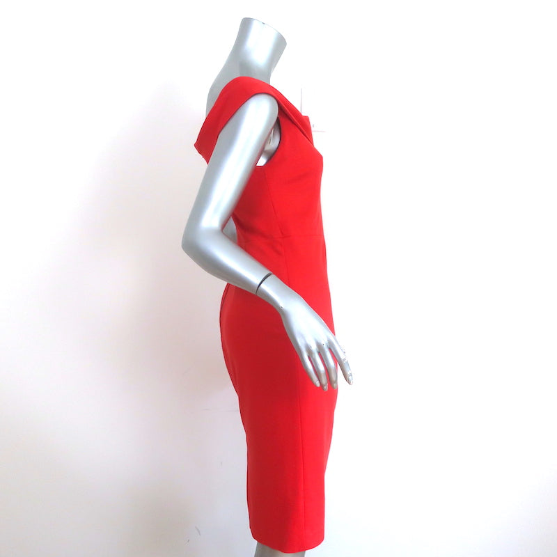 Alice + Olivia Sienna Off the Shoulder Sheath Dress Red Stretch Jersey Size 6