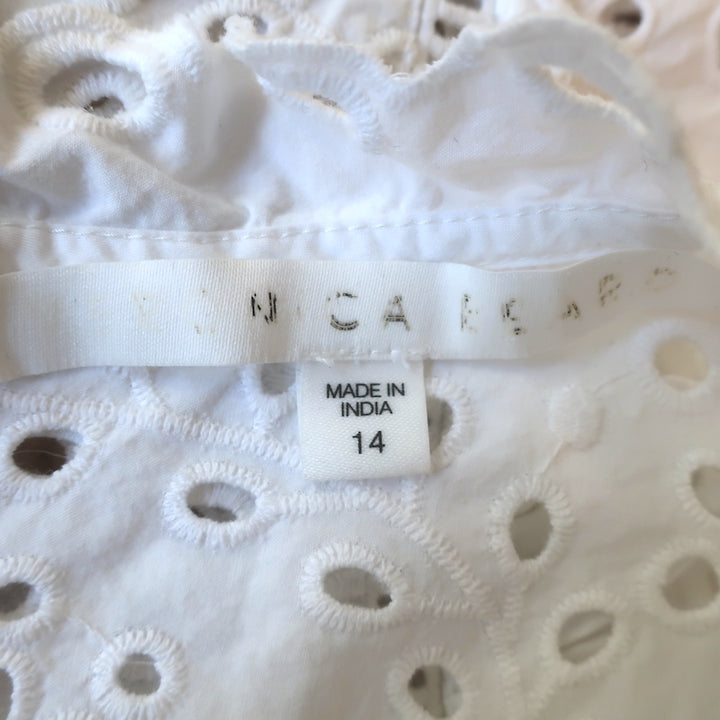 Veronica Beard Calisata Ruffled Eyelet-Embroidered Top White Cotton