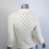 Zimmermann Matchmaker Pointelle Knit Polo Top Ivory Cotton-Blend Size 0P