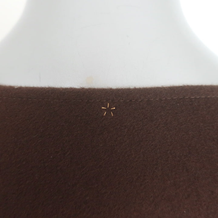 Peter Cohen Leather-Sleeve Cashmere Belted-Side Dress Brown Size Small NEW