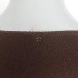 Peter Cohen Leather-Sleeve Cashmere Belted-Side Dress Brown Size Small NEW