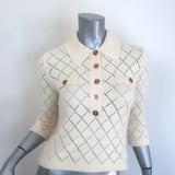 Zimmermann Matchmaker Pointelle Knit Polo Top Ivory Cotton-Blend Size 0P