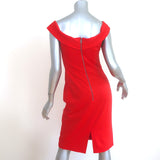 Alice + Olivia Sienna Off the Shoulder Sheath Dress Red Stretch Jersey Size 6