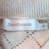 Zimmermann Matchmaker Pointelle Knit Polo Top Ivory Cotton-Blend Size 0P