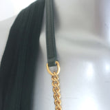 Saint Laurent Becky Quilted Double Zip Pouch Dark Green Leather Crossbody Bag