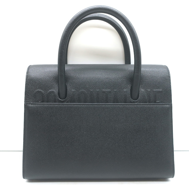 Christian Dior St. Honore Medium Tote Black Grained Leather Crossbody Bag